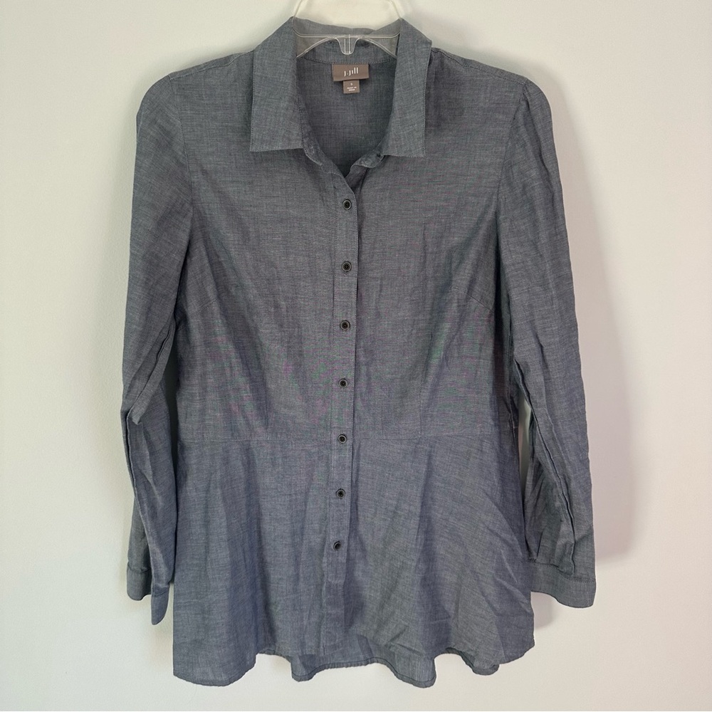 J. Jill Blue Gray Cotton lightweight button down blouse